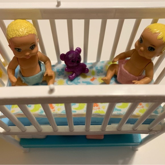 Barbie Doll Nursery Twin Babies Boy + Girl Crib Accessories - Picture 5 of 6